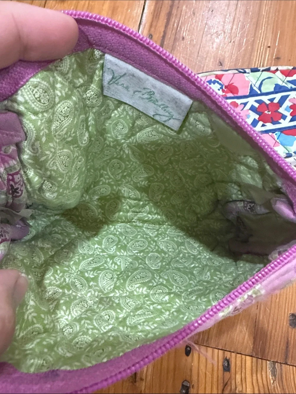 Vera Bradley Pink Paisley Quilted Wristlet with Floral Coin Pouch